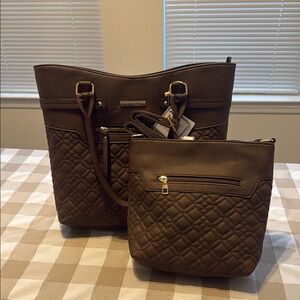 Elegant Brown Quilted Purses (Tote and Crossbody Included)